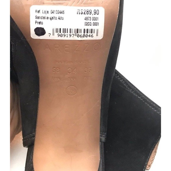 Arezzo Sandals High Heel Booties Black Suede Leather Sz 5 6 B Eu 36 Stilettos - Picture 7 of 7